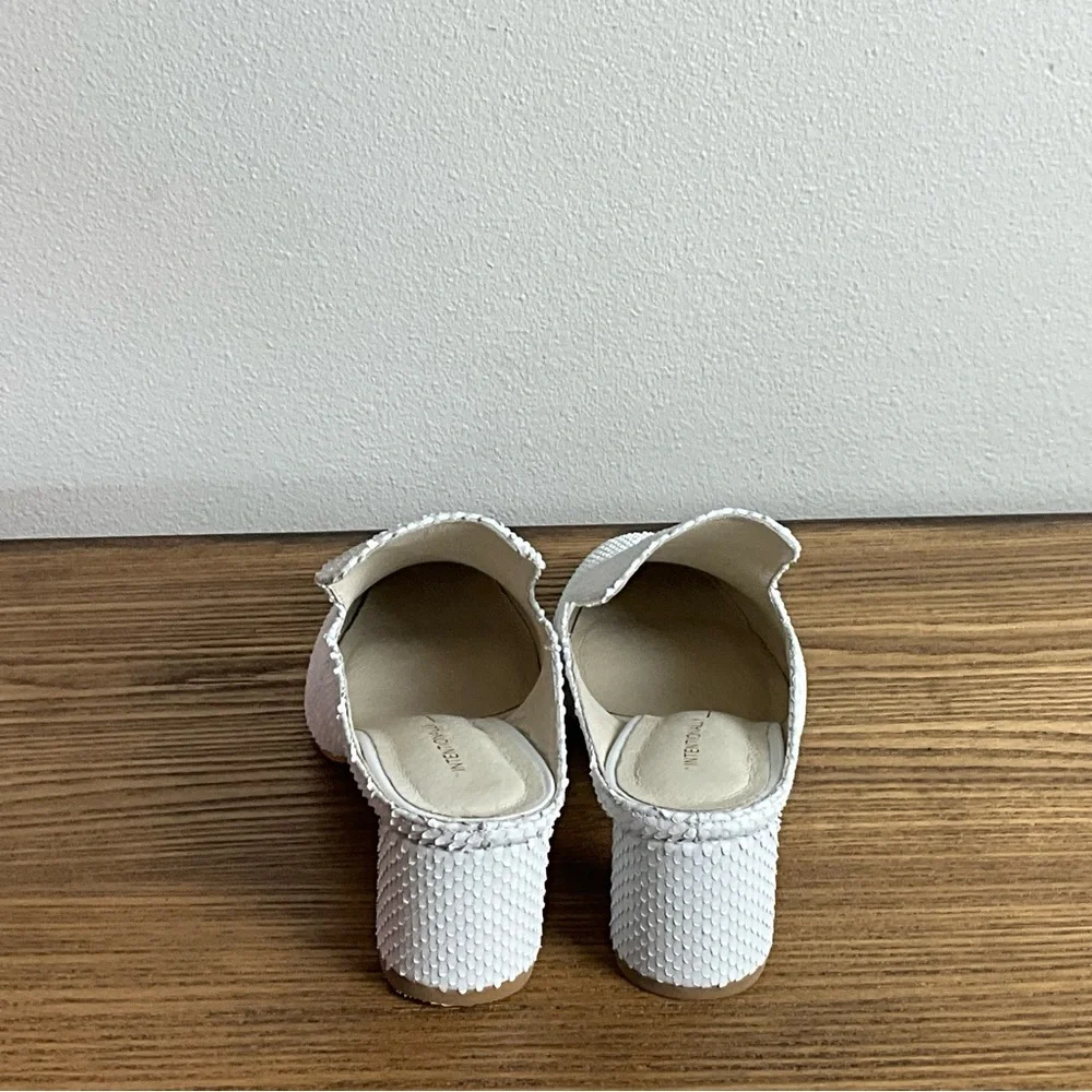 Intentionally Blank White Reptile Leather Mule, New in Box - Picture 5 of 8